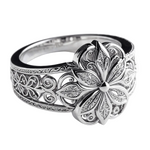 SILVER FLOWER ZIRCONIA RING