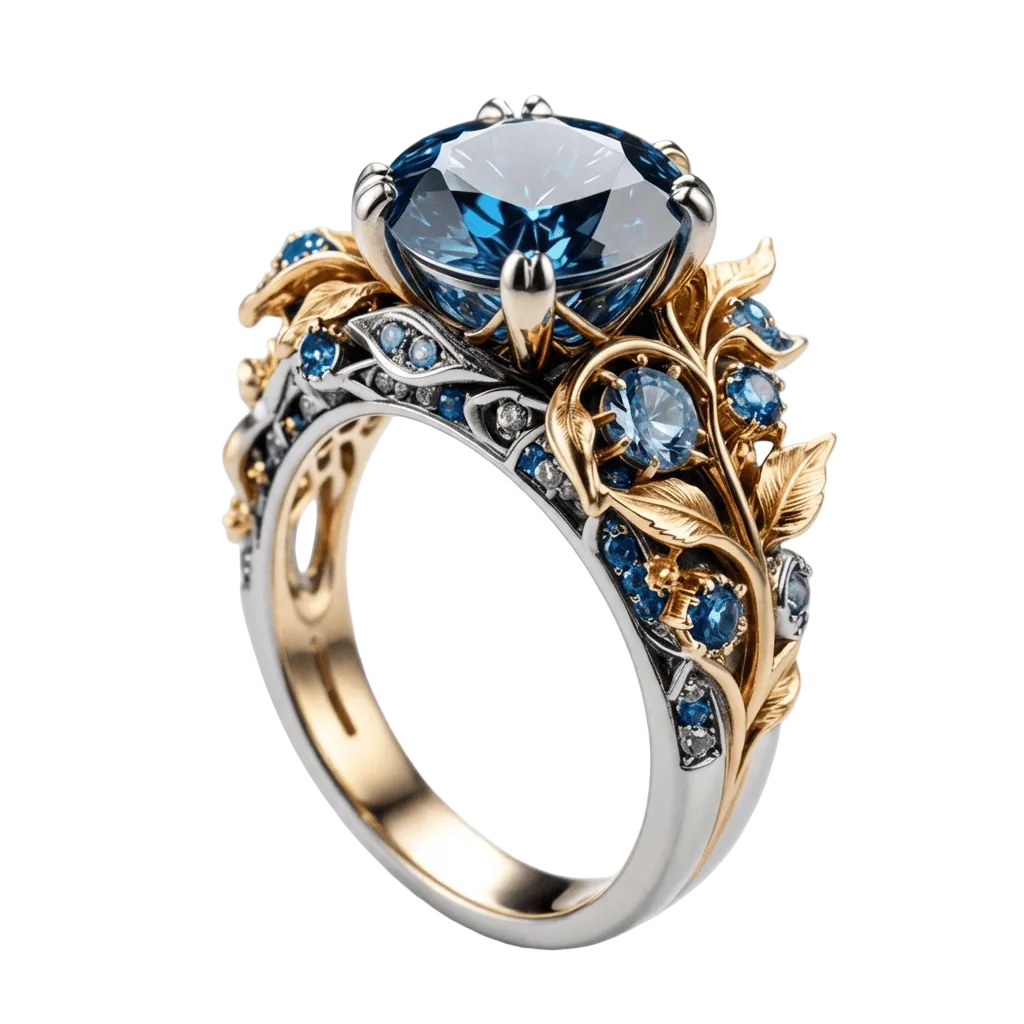 GOLD & BLUE TOPAZ VINTAGE RING