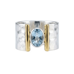 SILVER GOLD TOPAZ MODERN RING