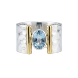 SILVER GOLD TOPAZ MODERN RING