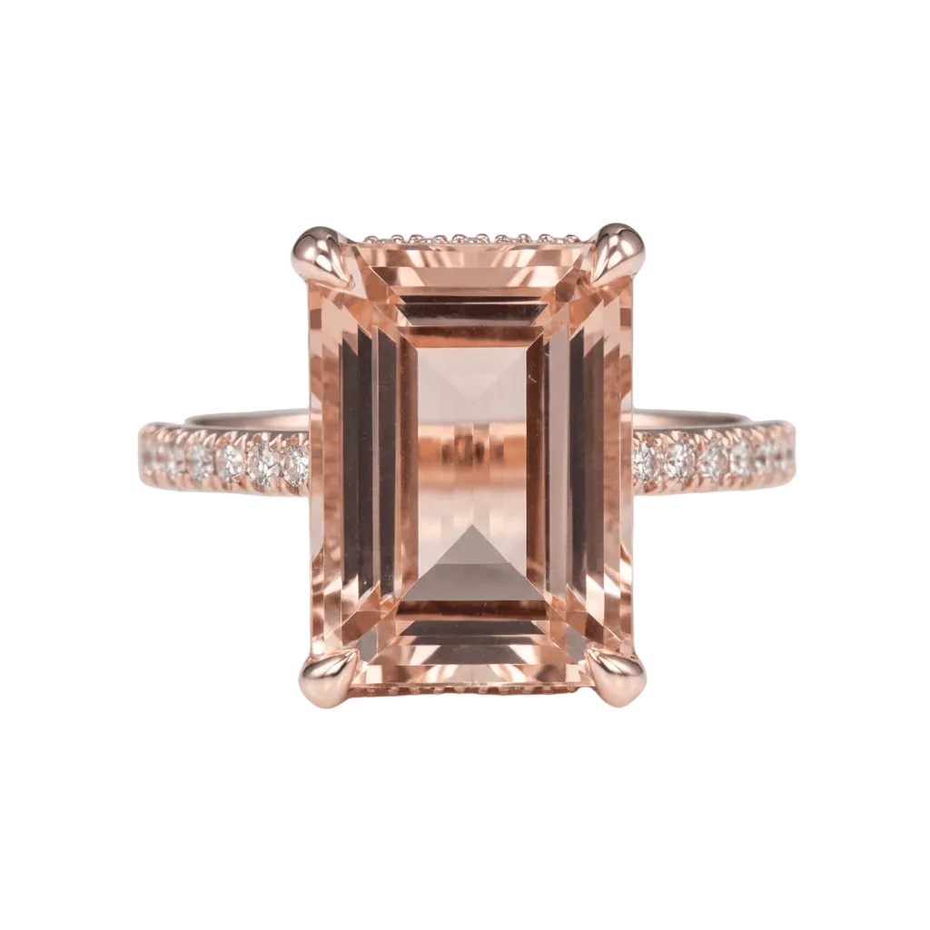 ROSE GOLD MORGANITE PAVE RING
