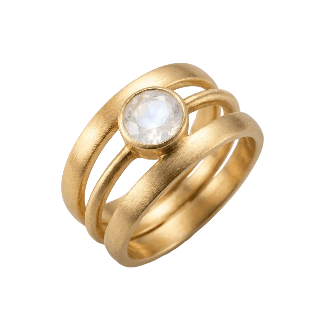 GOLD MOONSTONE BAND RING