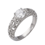 SILVER CUSHION ZIRCONIA VINTAGE RING