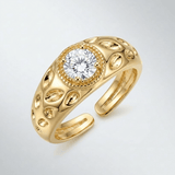 VINTAGE ZIRCONIA GOLD RING - (ADJUSTABLE)