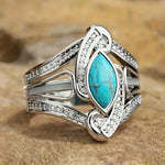 BAGUE IMPOSANT MARQUISE TURQUOISE STERLING ARGENT