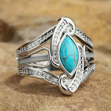 BAGUE IMPOSANT MARQUISE TURQUOISE STERLING ARGENT