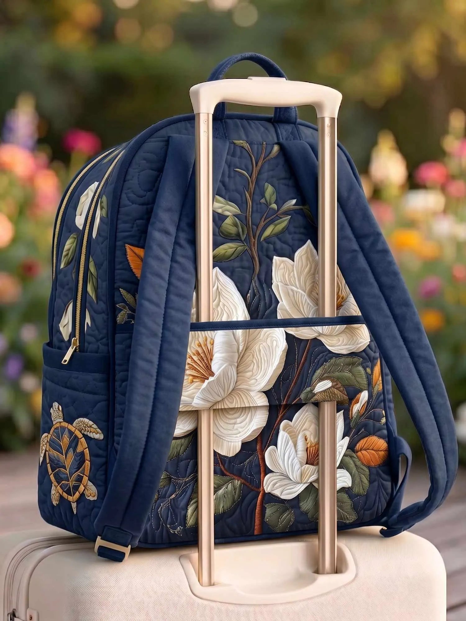 Magnolia Floral Quilted Backpack