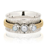 Bohemian Two Tone Round Pearls Rings