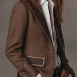 Blazer Donna con Pannello Stampato a Spina di Pesce