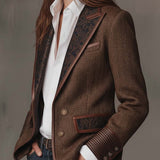 Blazer Donna con Pannello Stampato a Spina di Pesce