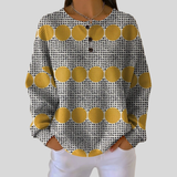 THERESA - PULL CERCLES ET GRILLE MOUTARDE