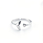 Adjustable Dolphin Tail Ring in 925 Sterling Silver and Zirconia