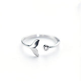 Adjustable Dolphin Tail Ring in 925 Sterling Silver and Zirconia
