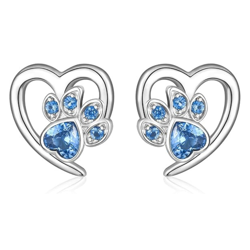 Sparkling Paw Heart Earrings
