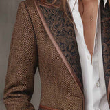 Blazer Donna con Pannello Stampato a Spina di Pesce