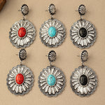 Vintage Bohemian Turquoise Round Pattern Earrings