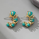 BOUCLES D'OREILLES TURQUOISE PERLÉ FLEUR DESIGN