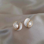 Luxury White Opal Earrings with Pearls Gold