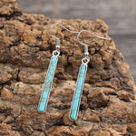 BOUCLES D'OREILLES ÉLÉGANT ANTIQUE ARGENT PLAQUÉ TURQUOISE GÉOMÉTRIE MOTIF GOUTTE