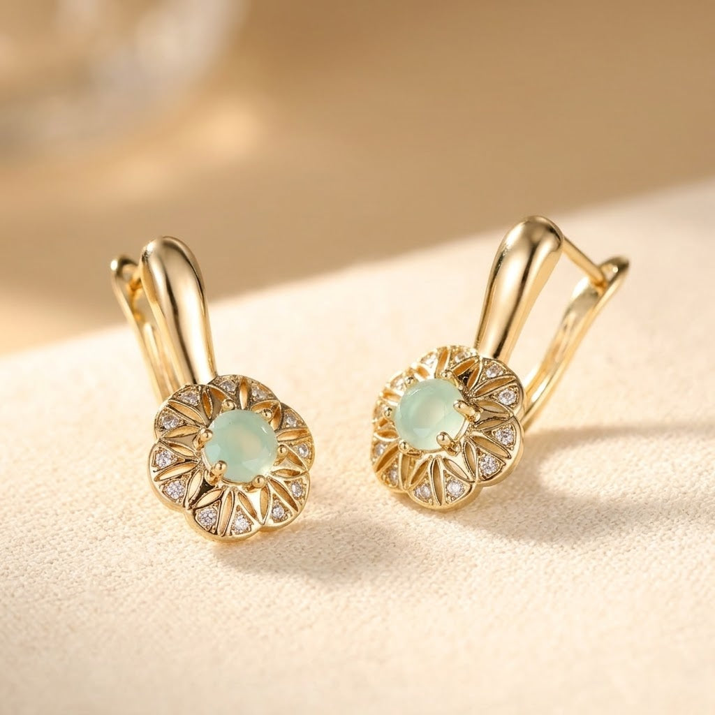 BOUCLES D'OREILLES TURQUOISE CARRÉ SERTI À