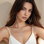 Pave letter initial necklace set | White Gold
