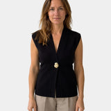 FÉLICIE | GILET TRICOTÉ BOUTONNÉ COL V