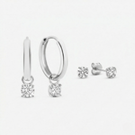 Luna Earrings Set | White Gold