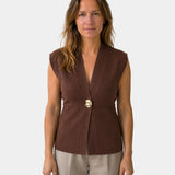 FÉLICIE | GILET TRICOTÉ BOUTONNÉ COL V