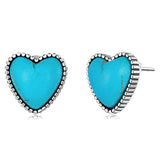 Elegant Boho Silver Plated Turquoise Hearth Love Earrings