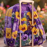 Pansy Patchwork Flowers Quilted Backpack