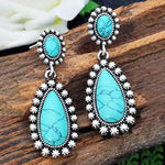 BOUCLES D'OREILLES VINTAGE GOUTTE TURQUOISE IMPOSANT GOUTTE
