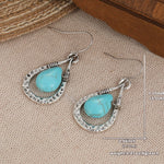 BOUCLES D'OREILLES VINTAGE RÉTRO EAU GOUTTE TURQUOISE PENDENTIF