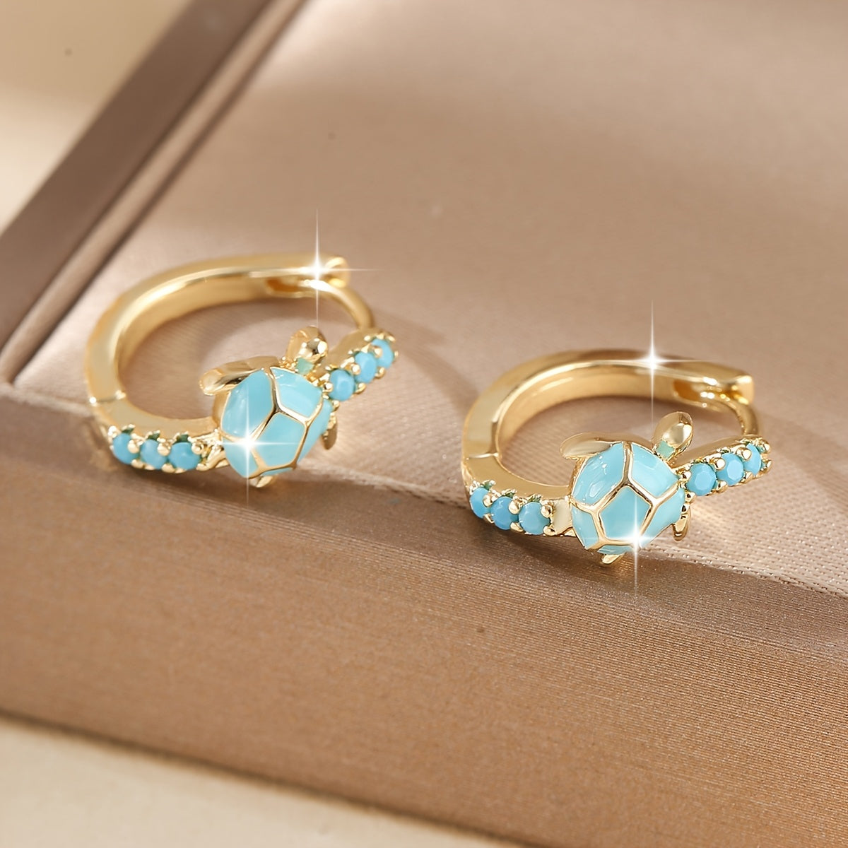 BOUCLES D'OREILLES TURQUOISE TORTUE CLOU D'OREILLE