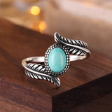BAGUE VINTAGE FEUILLE TURQUOISE STERLING ARGENT