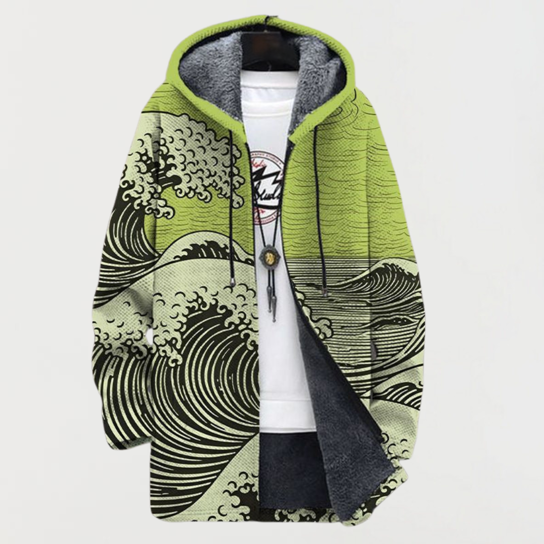 KATHRIN | VESTE À CAPUCHE MOTIF VAGUES