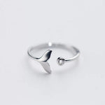 Adjustable Dolphin Tail Ring in 925 Sterling Silver and Zirconia