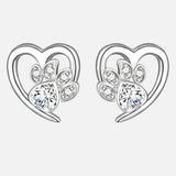 Sparkling Paw Heart Earrings