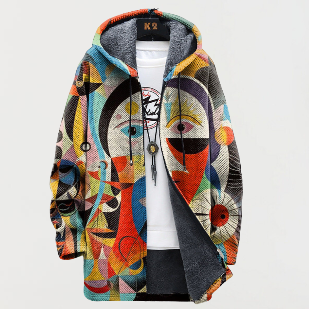 HENRIKE | VESTE À CAPUCHE LIGNES ABSTRAITES