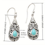 BOUCLES D'OREILLES VINTAGE GOUTTE TURQUOISE ARGENT PLAQUÉ GOUTTE