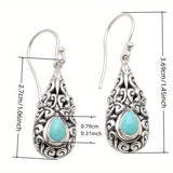Vintage Boho Style Turquoise Filigree Teardrop Earrings
