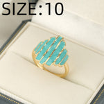 Bohemian Painted Oil Irregular Rock Edge Mint Green Ring