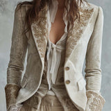 Blazer Tailored Ricamato Avorio da Donna