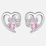 Sparkling Paw Heart Earrings