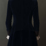 Giacca Longline Vintage Ricamata per Donne in Blu Navy