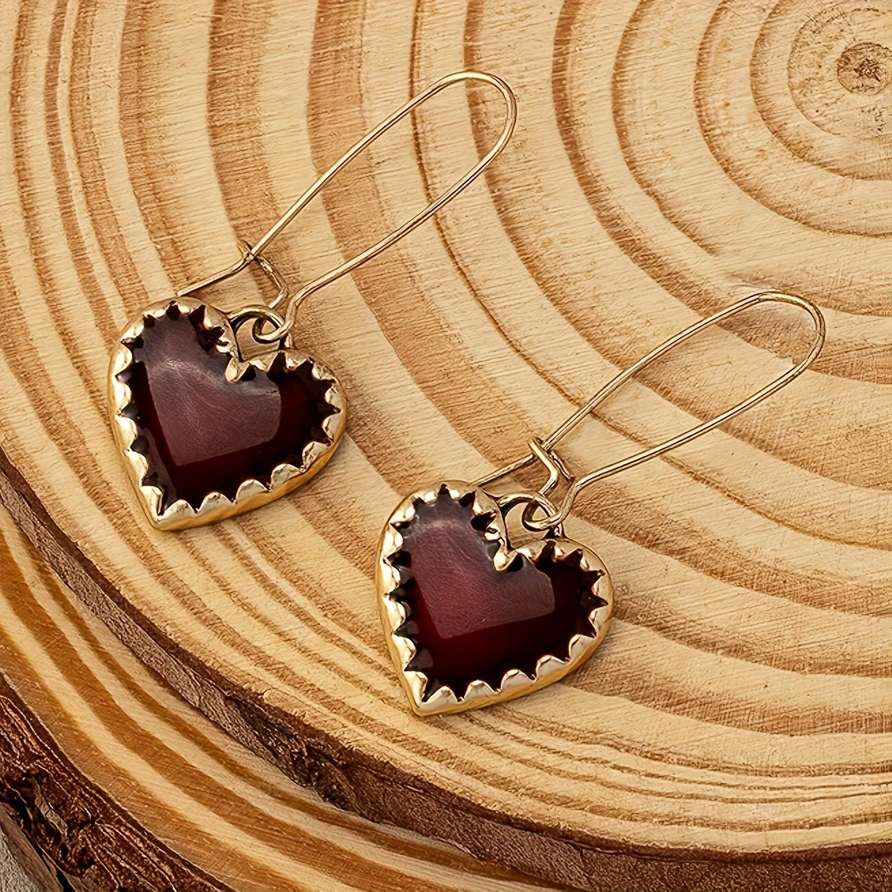 Vintage Bohemian Resin Red Drip Heart Earrings