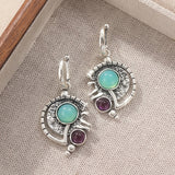 Bohemian Green Zirconia & SilverPlated Artisan Drop Earrings
