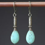 Vintage Bohemian Tibetan Silver Turquoise Earrings