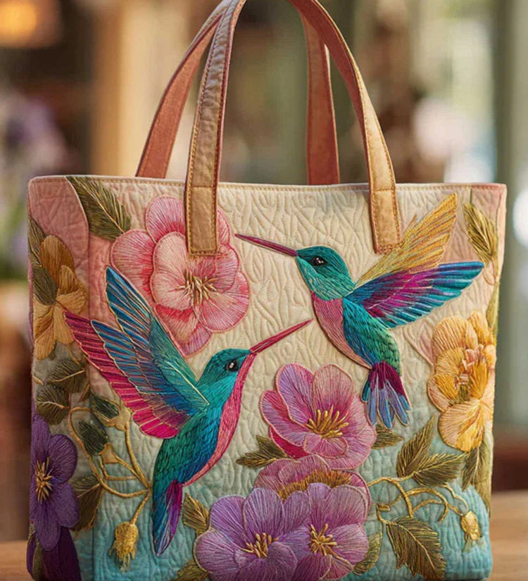 Hummingbird Garden Quilted Tote Bag