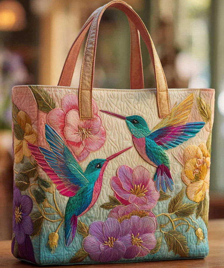 Hummingbird Garden Quilted Tote Bag