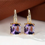 Mystic Sapphire Stone Hoop Earrings - Gold